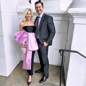 SOLACE London Maeve Midi Dress in black and blush